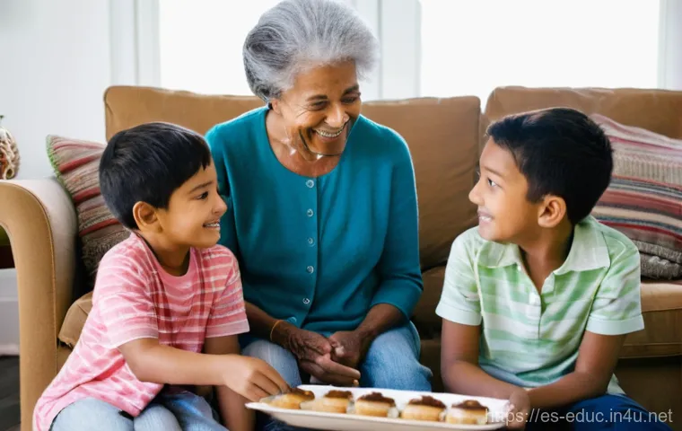 역사 교육과 다문화 - **Prompt:** A cozy, sunlit living room with a diverse family gathered around an elderly grandmother....