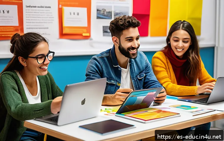 평생교육 개념 - A diverse group of young Spanish-speaking adults engaged in a dynamic classroom setting in a modern ...